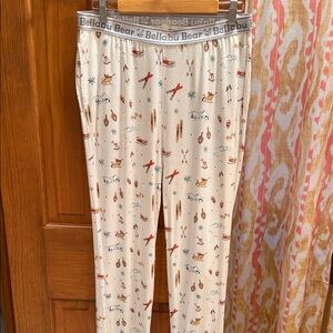 Bellabu Bear Cream Pajama Pants with Fun Ski Winter Print